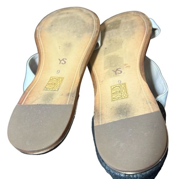 YOSI SAMRA Casey Crossover Leather Sandal WCE-200-715 Biscotti Black/White Sz 9 - Picture 8 of 11